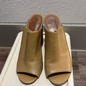 Tory Burch Camel Leather Mules